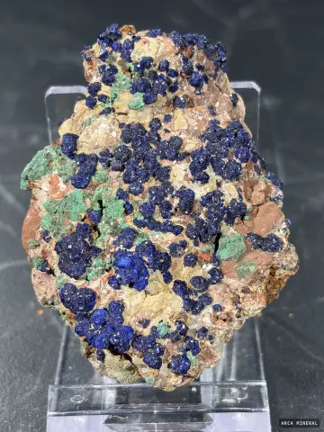 Azurite avec Malachite — Azurite, Mibladen, Maroc